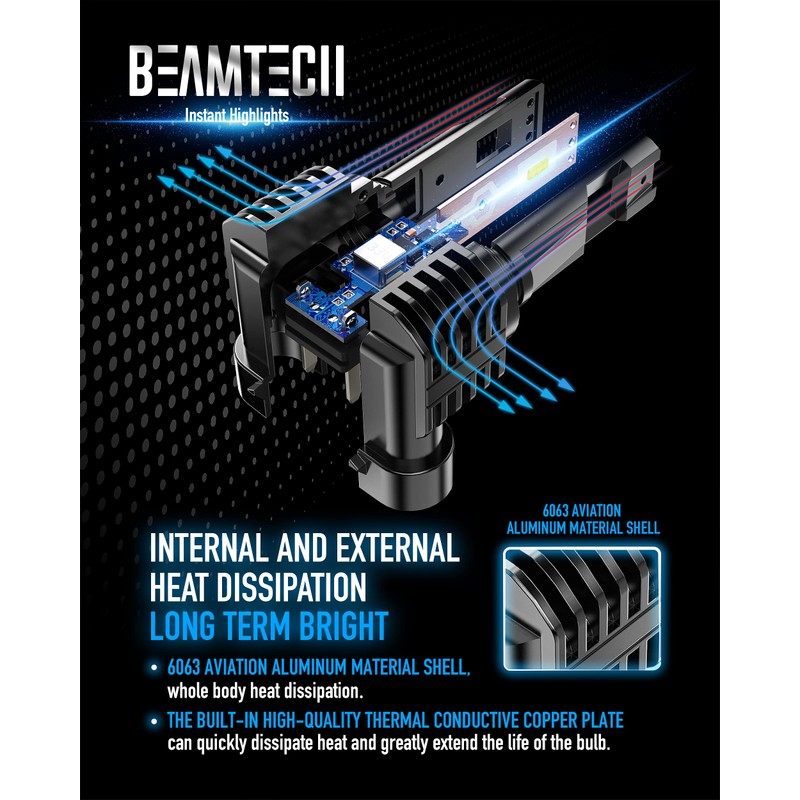 BEAMTECH 9005 Led Bulbs, Fanless in Line HB3 Fog Light