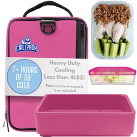 Chillybox Lunch Box - Lunch Box Cooler - Insulated Lunch Boxes - Adult Lunch Box and Cooler Lunch Box - Lunch Bag for Work - Re-Freezable Tray - Lunch Tote Cooler Stays Cool for 7 Hours (Cool Pink)