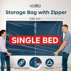 Single Mattress Storage Bag with Zipper - 1 Pack Blue Waterproof Mattress Cover for Moving - Mattress Bag to Protect Beds from Stains, Dust, and Pest Damage - Plastic Mattress Cover