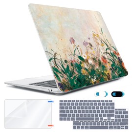 HOHAIYOO Compatible with MacBook Air 13 inch Case 2022 2021-2018 A2337 M1 A2179 A1932 Retina Display with Touch ID, Plastic Hard Shell Case +Keyboard Cover+Screen Protector+Webcam Cover, Oil Painting
