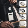VULKIT Badge Holder Retractable Clip, Leather Bifold Double ID Card