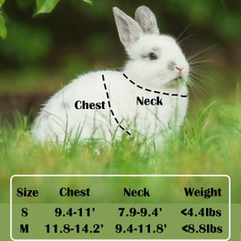 Rabbit Harness and Leash Set Escape Proof, Adjustable Soft Padded Vest, Breathable Mesh Bunny Harness with Reflective Strap, Safe for Small Animals(Pink,M)