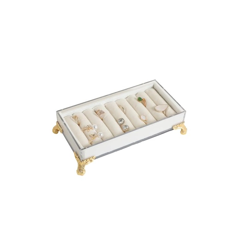 Porta-anillos de terciopelo con ranuras para organizar joyas, Estante de