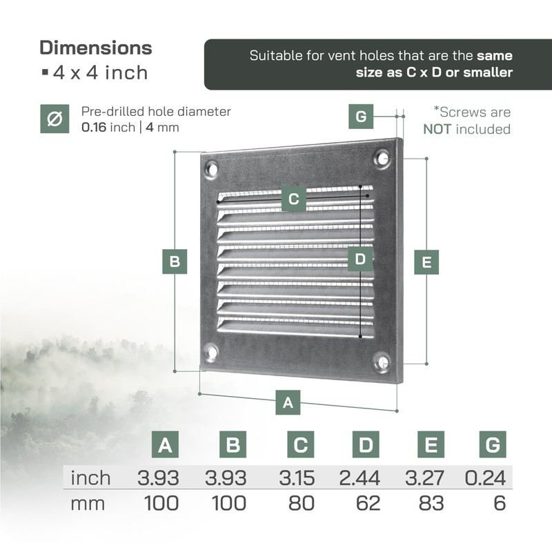 Vent Systems 4'' x 4'' Inch (Overall Dimensions) Galvanized Air