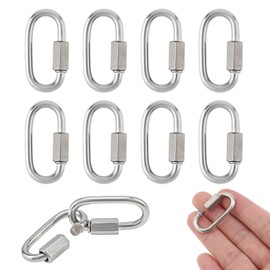 Smgda M3.5 304 Stainless Steel Chain Quick Links, 10 Pack 1/8 Inch Locking Screw Carabiners, Chain Hooks Connector, 174LBs Weight Capacity for Hiking, Camping, Outdoor Traveling Equipment