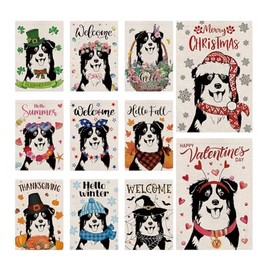 Seasonal Garden Flags Australian Shepherd Dog Double Sided Flags Set of 11 Holiday Farmhouse Indoor Outdoor Yard Lawn Decorations 12.5x18 Inch