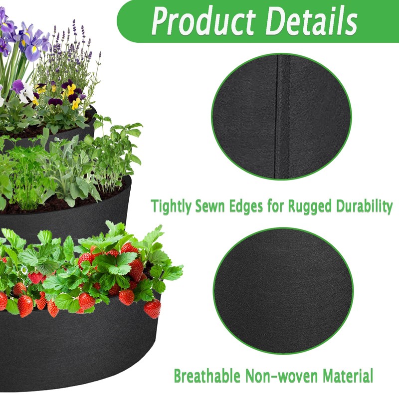 Nilioerup 3 Tiered Strawberry Planter, Fabric Raised Garden Bed Non-Woven