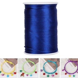 100yd 2.5 mm Nylon Satin Cord, Chinese Knot Decorative Wire for Necklaces, Bracelets, Beads, Macrame (Royal Blue)