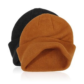 TYFGRT 2 winter hats for children, hats for babies, warm knitted hats for autumn and winter, winter hats for boys and girls, hats for toddlers, yellow