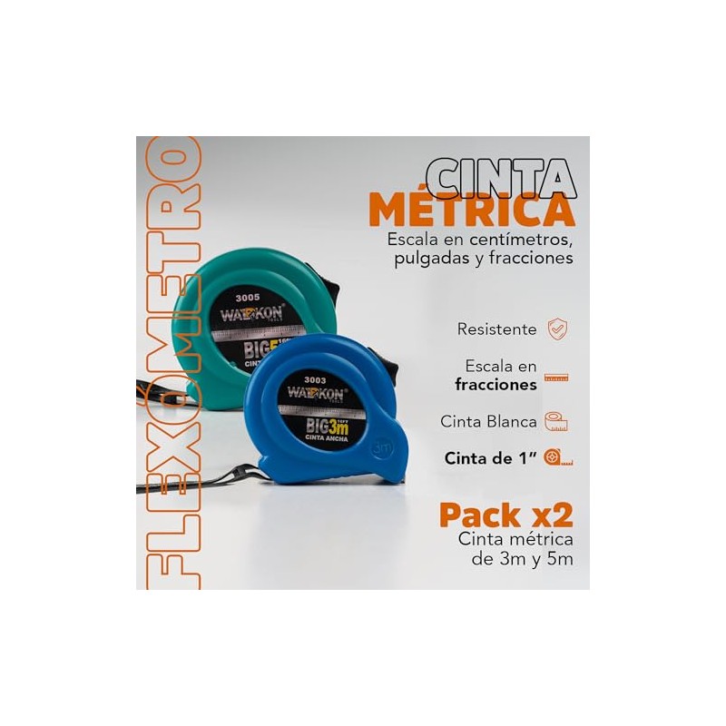 Pack x2 Cinta Metrica - Flexometro 3 metros Flexometro 5