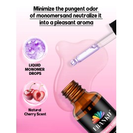 EBANKU Monomer Drops Cherry Scent 30ml Monomer Odor Neutralizer, Odor Out Drops for Liquid Acrylic Monomer, Monomer Smell Eliminator for Nail Tech Acrylic Salon Nails