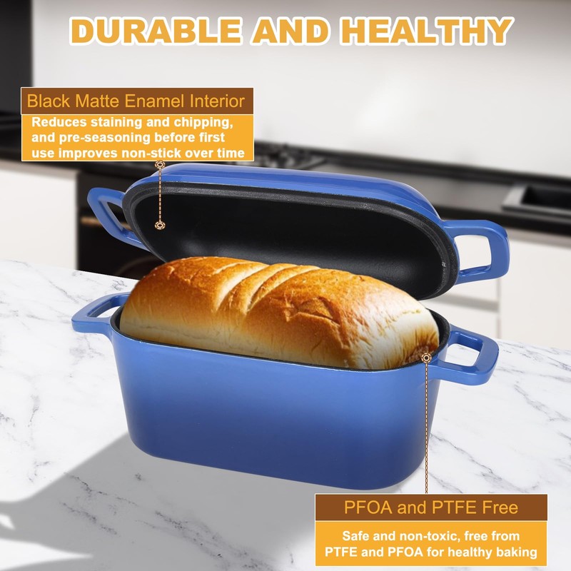 Enameled Dutch Oven for Sourdough Bread Baking, 3.6QT Oval Cast