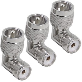 Greluma 3pcs UHF Male to Female RF Coaxial Male PL259 Right Angle Adapter 90 Degree Angle for CB Amateur Radio Antenna Coaxial Cable