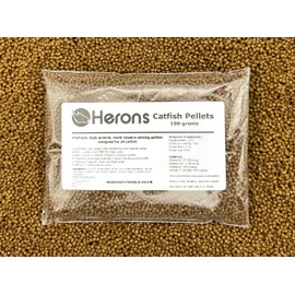 HERONS - Catfish Pellets, 2mm Premium Quality Fish Food, For all Catfish and Bottom-Feeders, Rich in Amino and Omega-3 Fatty Acids, Suitable for Everyday Feeding - 100 Grams