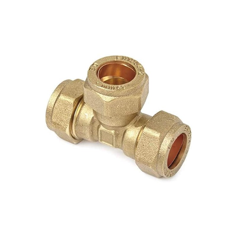 TC Compression Brass Equal Tee 15mm for Copper Pipe Connector