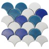 Tenedos Marbella Azul and Bianco Scallop Fish Scale Textured Porcelain