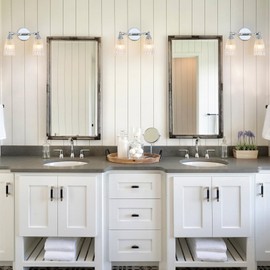 HDDFL Chrome Bathroom Light Fixture Vintage Bathroom Vanity Lighting 2 Lights Glass Wall Scone for Bedroom Bath Living Room Hallway