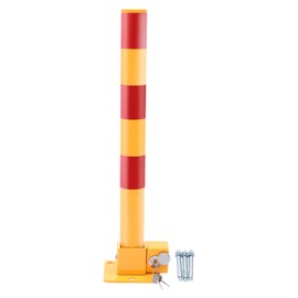 Spring Parking Post Folding Parking Obstacle Pole Automatic Locking Parking Poles Driveway Parking Interceptor Bollard Parking Barrier Pile with Warning Stripes (Red and Yellow)