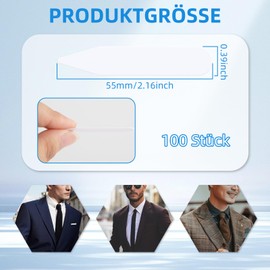 Pack of 100 collar stays for men's shirts, plastic collar stays for men, collar stays for men and shirt stays for men, collar inserts for shirts with collar stays for women (white), PET, none