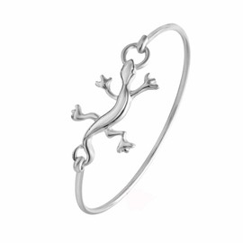 NOUMANDA Fashion Animal Gecko Bangle 3 Colors Openable Hook Bracelet Bangle Jewellery (Silver)