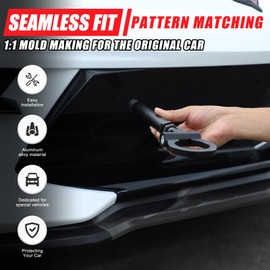 Suetlcoity Front Bumper Tow Hook for Corvette C8 2020-2024 2025 Heavy Duty Track Racing Style Alloy Steel Front Bumper Mid Engine Trailer Hitch Towing Hooks Pull Ring C8 Accessories (Black)