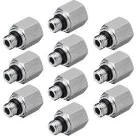 Racewill 10 Pack Hydraulic Adapter Fittings: #4 SAE/ORB Male x 1/4" NPTF Female, Straight Tube Hydraulic Connectors with Protection Cover - 6405-04-04