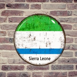 Nintydays Porch Man Cave Decor Metal Tin Sign Sierra Leone Farmhouse Gifts Posters Gift Flag Vivid Color Custom Aluminum Metal Sign for Indoor Shop Backyard Wall Decor 12x12in Round