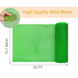 PotatoLife Plastic Wire Mesh Fence, 15.7'' x 20', Chicken Wire, Balcony Fence for Pets, Poultry, Garden, Tree Support, Plant Protector, Durable Material, with Free Zip Ties