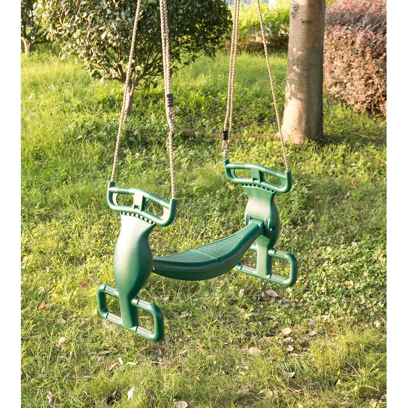 PLAYBERG Outdoor Swingset Plastic Double Glider Playground Patio 2 Person
