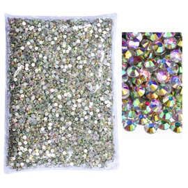Blinginbox Flatback Rhinestones Bulk,14400pcs Crystal Round Loose Gemstones Glass Rhinestones for Crafts Makeup Nail Art Clothes Shoes DIY Decorations(SS6, 1.9-2.0mm,Crystal AB)
