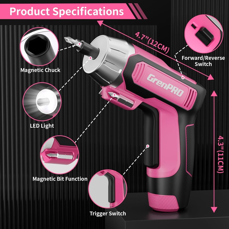 GRENPRO 4V Cordless Screwdriver Rechargeable, Electric Screwdriver Cordless 29pcs, USB