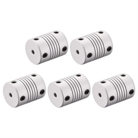 sourcing map 3mm to 6mm Aluminum Alloy Shaft Coupling Flexible Coupler Motor Connector Joint L25xD19 Silver,5pcs