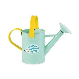 Janod Happy Garden - 5 Piece Sturdy Metal Gardening Playset with Watering Can, Rake, Trowel, and Fabric Gloves - Ages 3+ - J03187