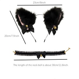 RUITASA Cat Ear Hairpins, Hairpin Bells for Girl Kitten Bunny Hair Clip Head Band for Christmas Ornaments(Black)