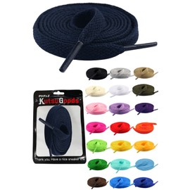 KutsuGoods Flat Shoelaces, Carefully Selected Materials, 39.4 inches (100 cm), 47.2 inches (120 cm), 55.1 inches (140 cm), 63.0 inches (160 cm), Width: 0.3 inches (8 mm), navy