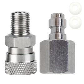 Universal 1/8 inch NPT Female Connector and 8mm Male Plug Fill Nipple Quick-Disconnect Set, Stainless Steel Remote Line Male & Female Set for Paintball HPA CO2 Convertor Air Tool Fittings