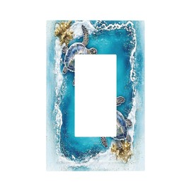 Donecmminery Decorative Outlet Covers Sea Turtle Beach Waves Gold Mine 1 Gang Single Rocker Light Switch Cover Plate Wall Plates Gfci Faceplate For Kids Room Nursery Decor
