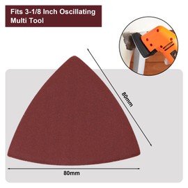 SWZHAI 120 Pcs Triangle Sanding Pads, 400 Grits Detail Sander Sandpaper Hook and Loop Sanding Sheet,3-1/8"(80mm) Triangular Sandpaper for 3-1/8" Oscillating Multi Tool, No Holes