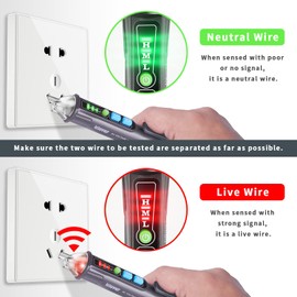 LETONNEY Voltage Tester, Non Contact AC Voltage Tester Pen, Wire Breakpoint Finder, Dual Range 12V-1000V/48V-1000V, Buzzer Flashing LED Alarm, Flashlight (Grey)