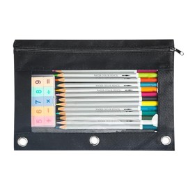 ShyLizard Pencil Pouch Bulk, 1 Pack Pencil Pouch for 3 Ring Binder, Zipper Pencil Pouch Bulk for School, Home and Office, Black Colors