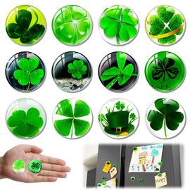 TECHEEL Pack of 12 Magnets, Fridge Magnets, Decorative Magnets, Patrick's Day, Crystal Glass Fridge Magnets, Suitable for Home Decoration, Magnetic Boards, Magnets on Lockers