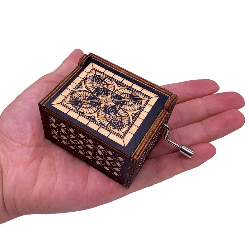 Elfen Lied Music Box Engraved Wood Mini Hand Crank Printed