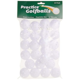 Crown Sporting Goods - 24 Polyurethane White Plastic Golf Balls – Bulk Set of Golf Balls for Swing Practice, Driving Range