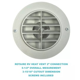 ProCamp RV 2" Duct Rotaire Swivel Circle RV Heat Vent Furnace Plastic White