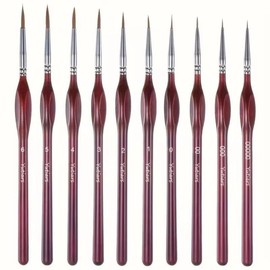 Fine Detail Paint Brush Set, 10pcs Miniature Painting Brushes Kit, Mini Paints Brush Set for Acrylic, Watercolor, Oil, Face, Nail - Color: Red, Size: 10pcs/set