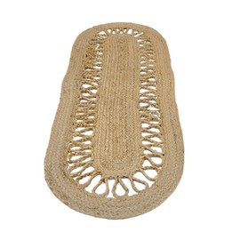 Heavenera Jute Runner Table 13x36 inches Decorative Rustic Oval Runners Made of Organic Eco Friendly Natural Hand-Woven Jute Runner Area Rug for Indoor Dining Table (Oval Link, 13"X36")