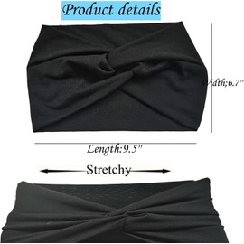 LENGAIJIN Wide Headbands for Women, 7'' Extra Large Turban Headband Boho Hairband Hair Twisted Knot Accessories, 2 Pack