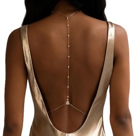 Bride Backless Rhinestone Waterdrop Body Chain Belly Waist Necklace (Water Drop&Silver)