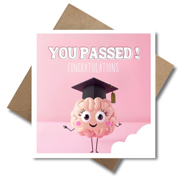 WBdesignz Funny Graduation Card - You Passed! - Cute Brain