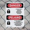 Lockout Tagout Setup Maintenance Bilingual OSHA Danger Rigid Plastic Sign